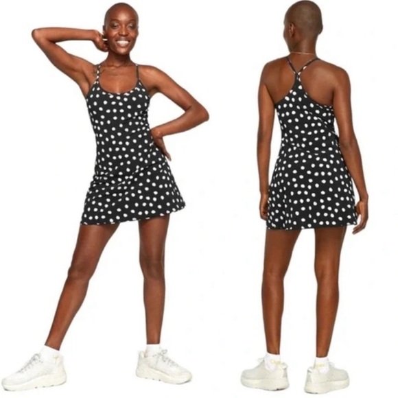 Outdoor Voices Dresses & Skirts - Outdoor Voices The Exercise Dress in Black Polka Dot Sz M